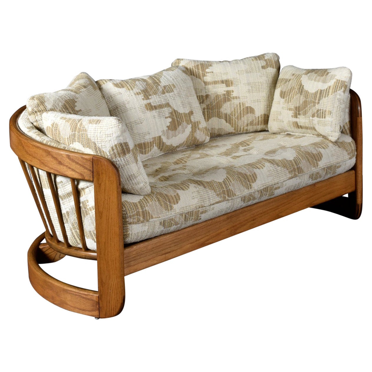 1980s Howard Solid Oak Barrel Shaped Loveseat Sofa For Sale at 1stDibs ...