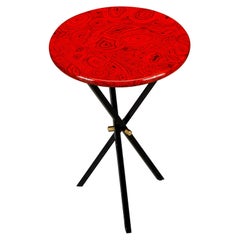 'Red Malachite' Drinks Table by Piero Fornasetti, circa 1970s, Signed 