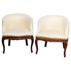 Antique Italian Walnut Side or Lounge Chairs, Late 18th to Early 19th Century
