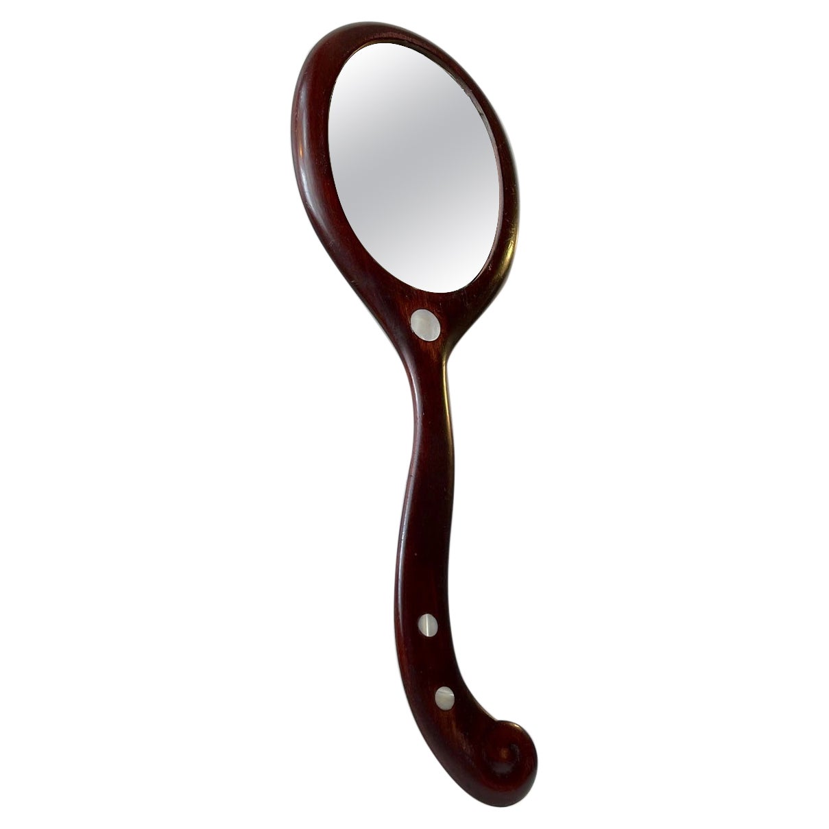 Victorian Hand Mirror in Mahogany, 19 Century