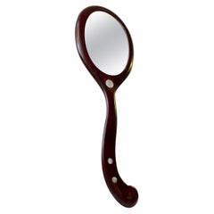 Victorian Hand Mirror in Mahogany, 19 Century