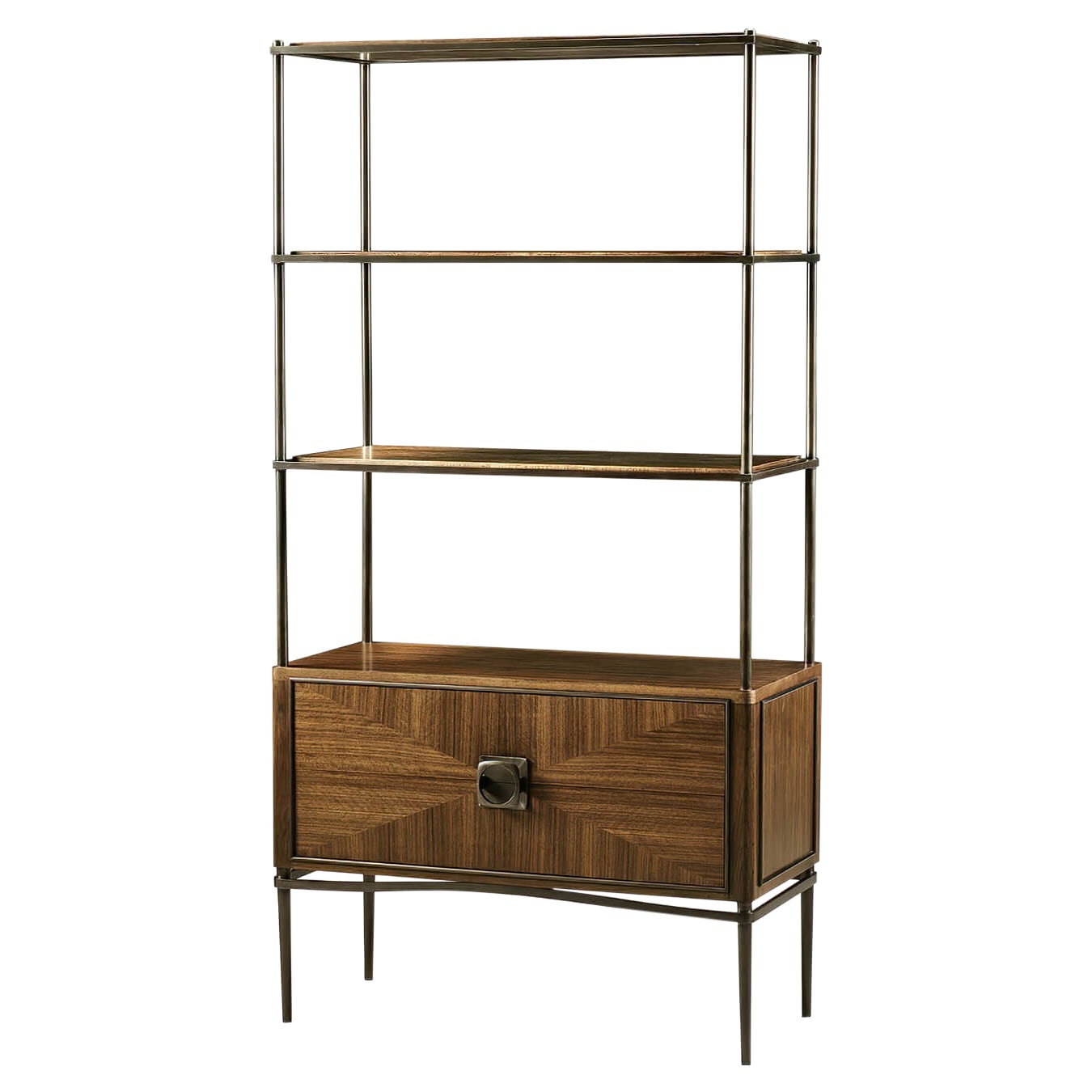 Mid Century Walnut Etagere For Sale