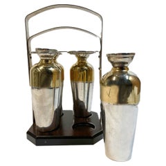 Vintage Set of 4 Individual Dial-a-Drink Cocktail Shakers and Mechanical Caddy