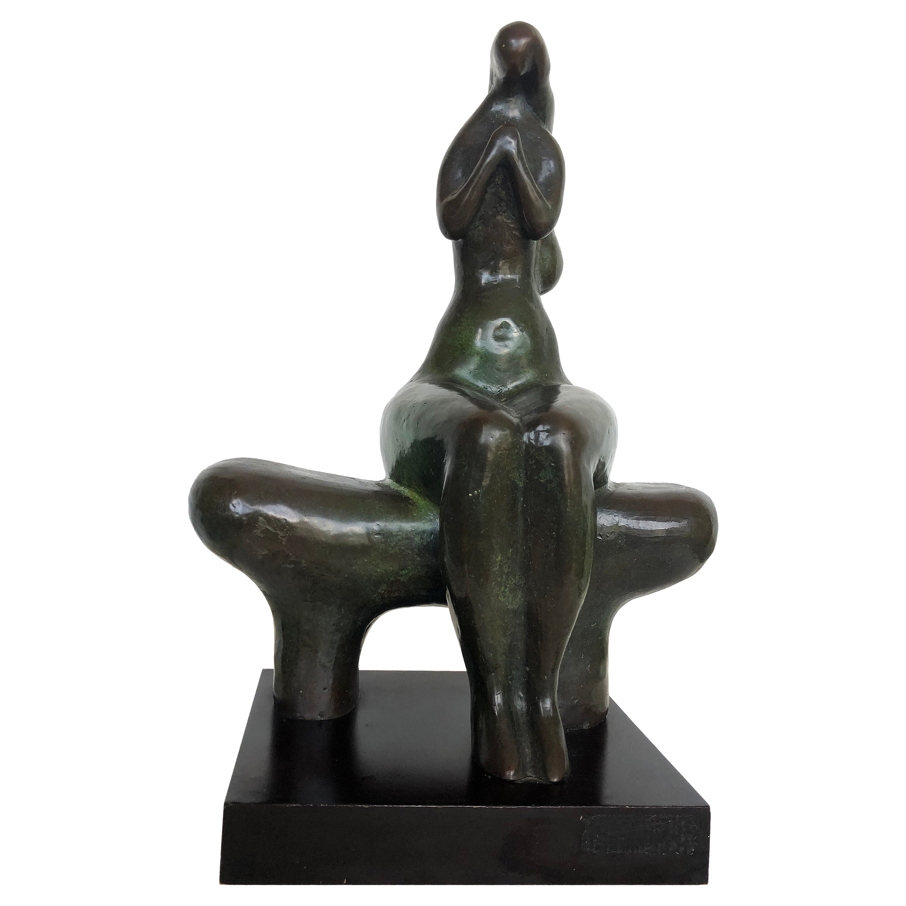 Vintage Brutalist Bronze Nude Sculpture by Dorter Berner, Namibia
