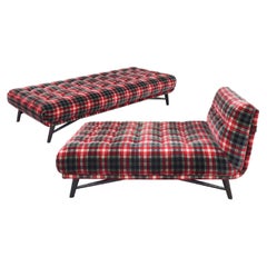 Jean Paul Gautier Red Tartan Velvet Roche Bobois Profile Lounge Chair, Chaise