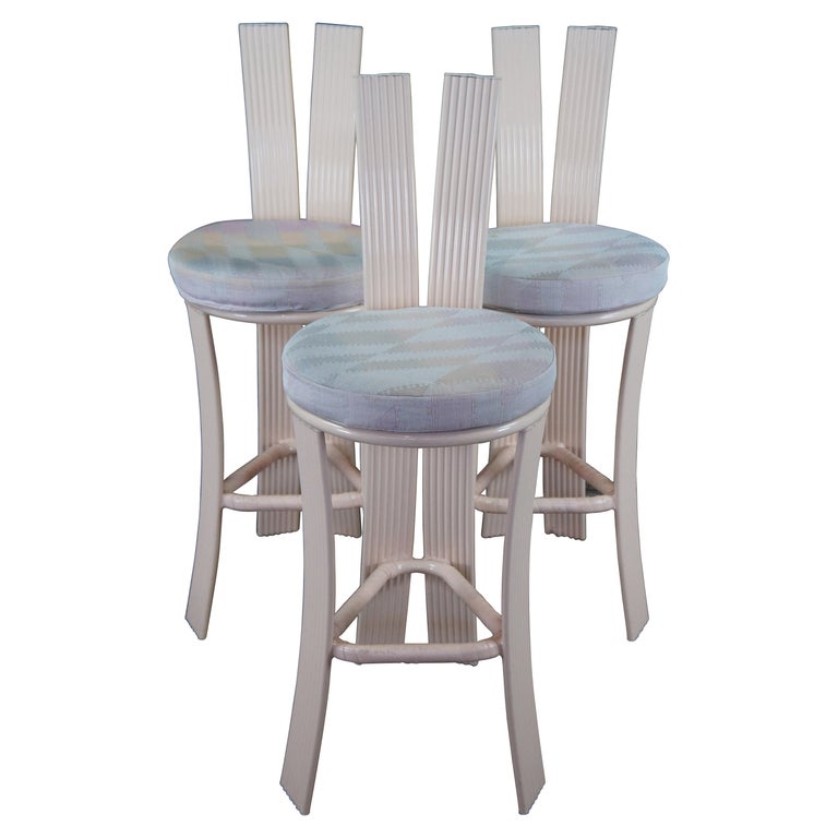 3 Vintage Tropitone Aluminum 1987 Post Modern Bar Stools Boho Chic Floria at 1stDibs counter