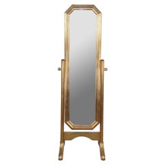 Italian Mid Century Hollywood Regency Gold Cheval Bedroom Dressing Vanity Mirror