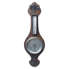 Barometer aus antiker, geschnitzter Eiche, Barometer