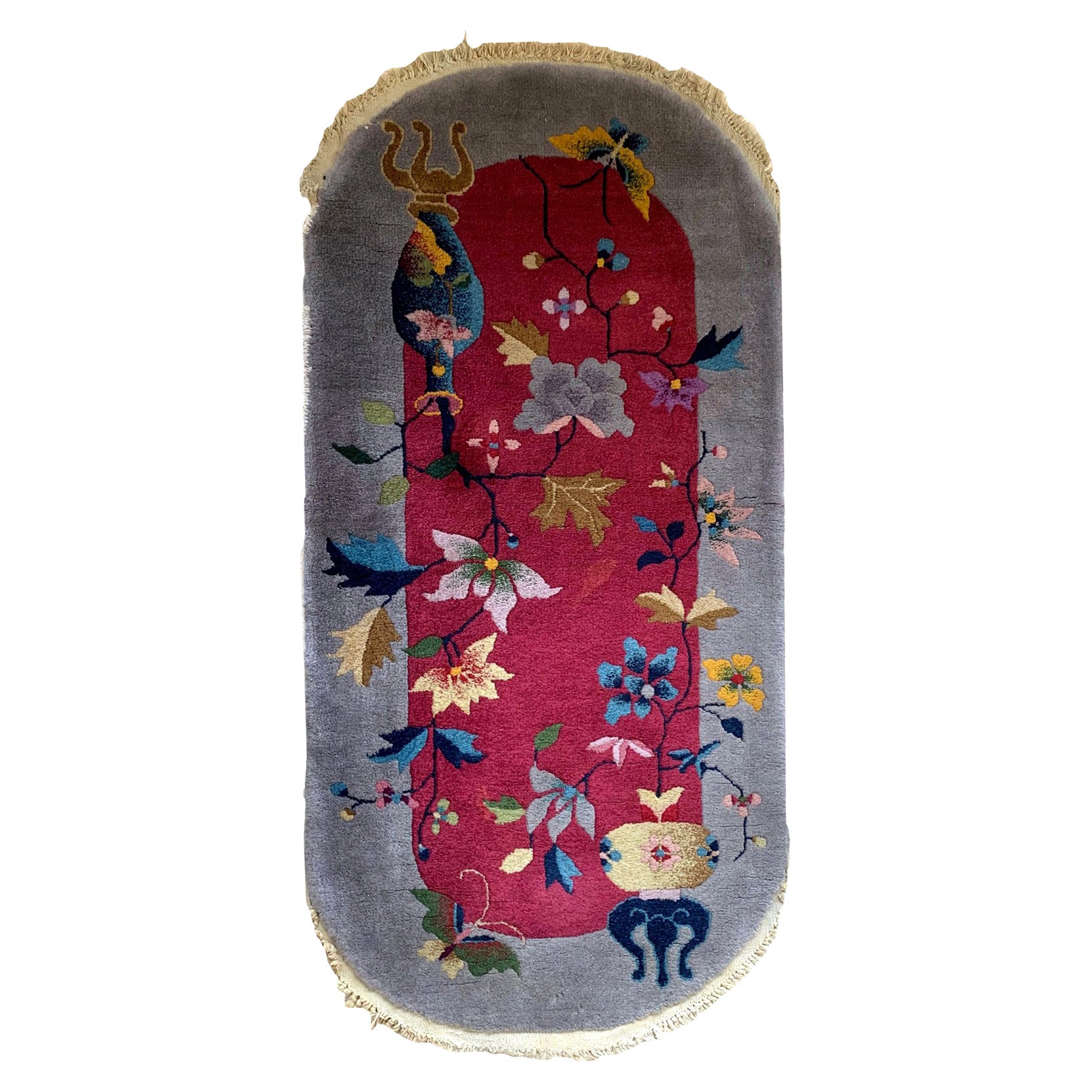 Handmade Antique Art Deco Chinese Rug, 1920s, 1B876 For Sale