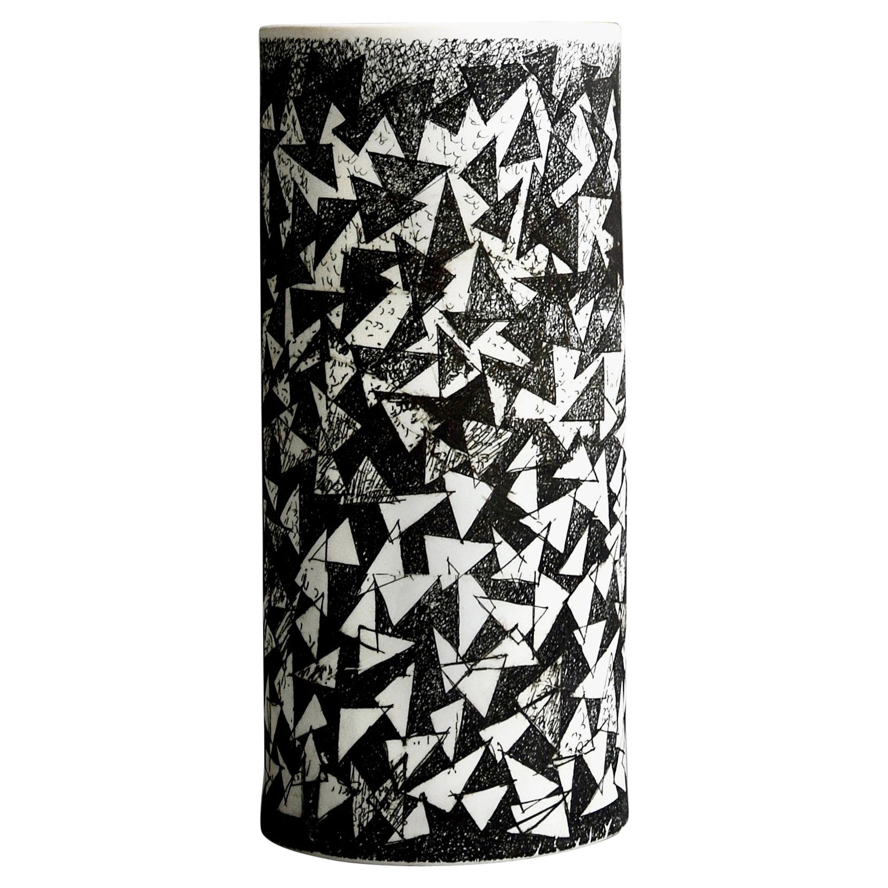 Post Modern Black and White Ceramic Vase by Mik Bečka