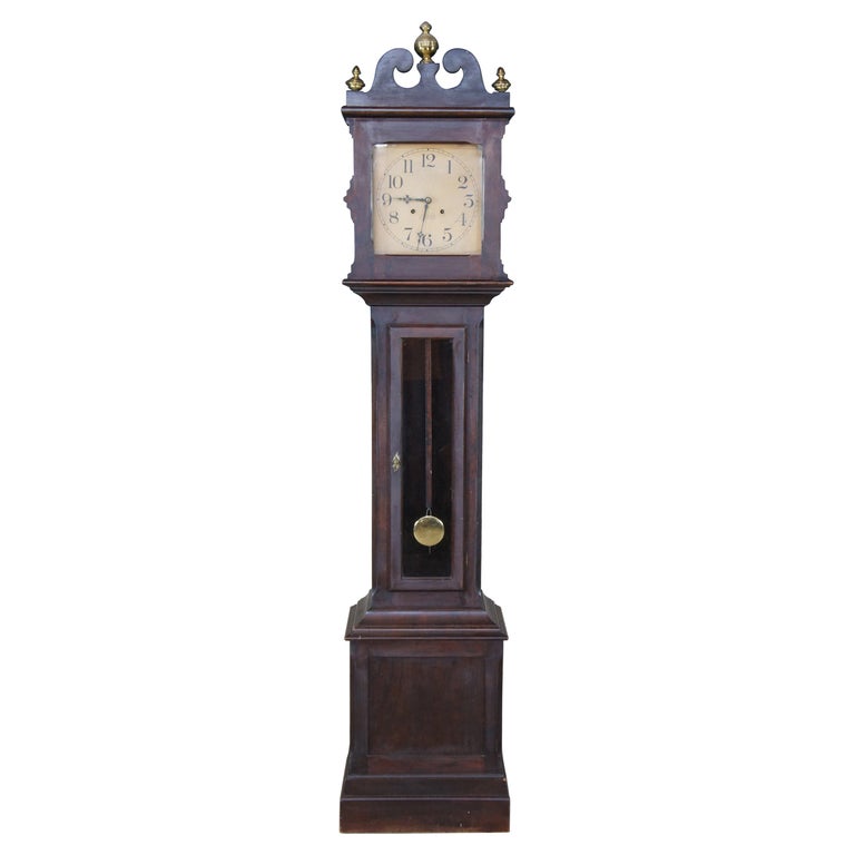 Antique 1890s Mahogany Ithaca Clock Co Tall Case Grandfather Clock