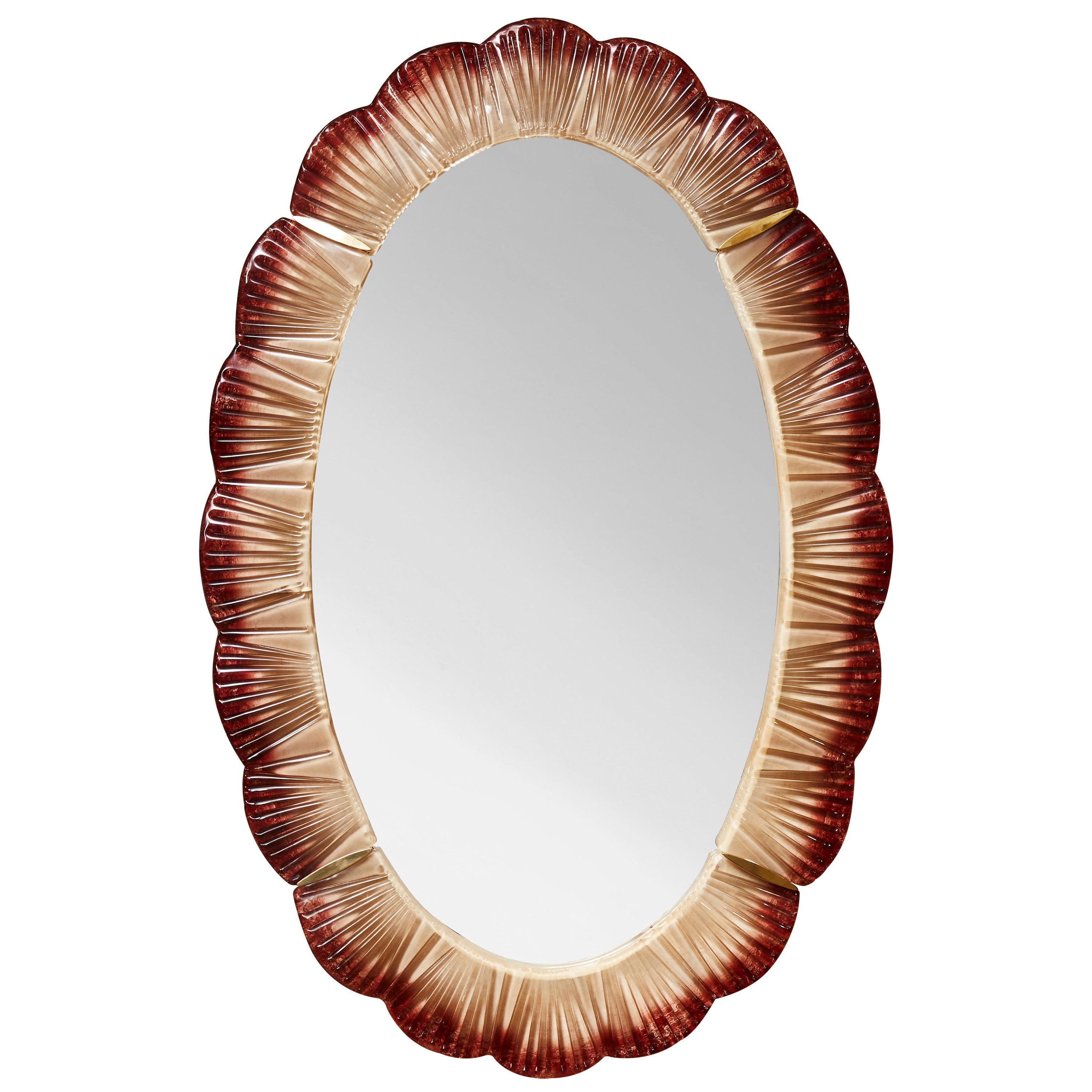 Oval Mirror with Murano Glass by Studio Glustin. For Sale