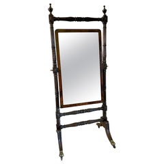 Outstanding Quality Large Antique Regency Carved Mahogany Cheval Mirror