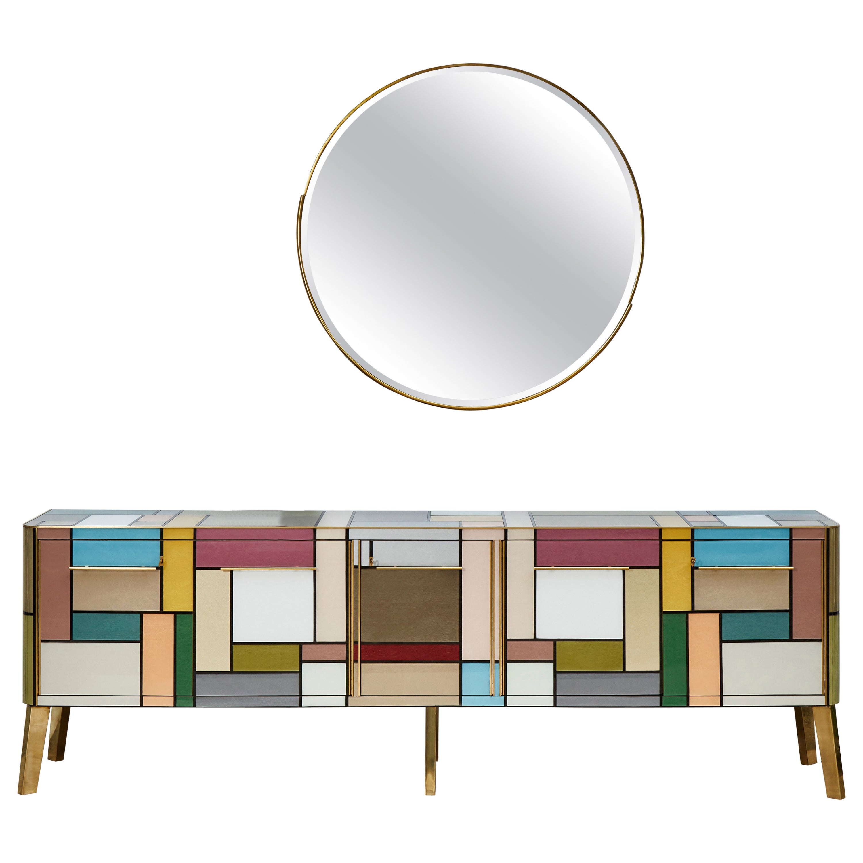 Important Sideboard in Mirror by Studio Glustin