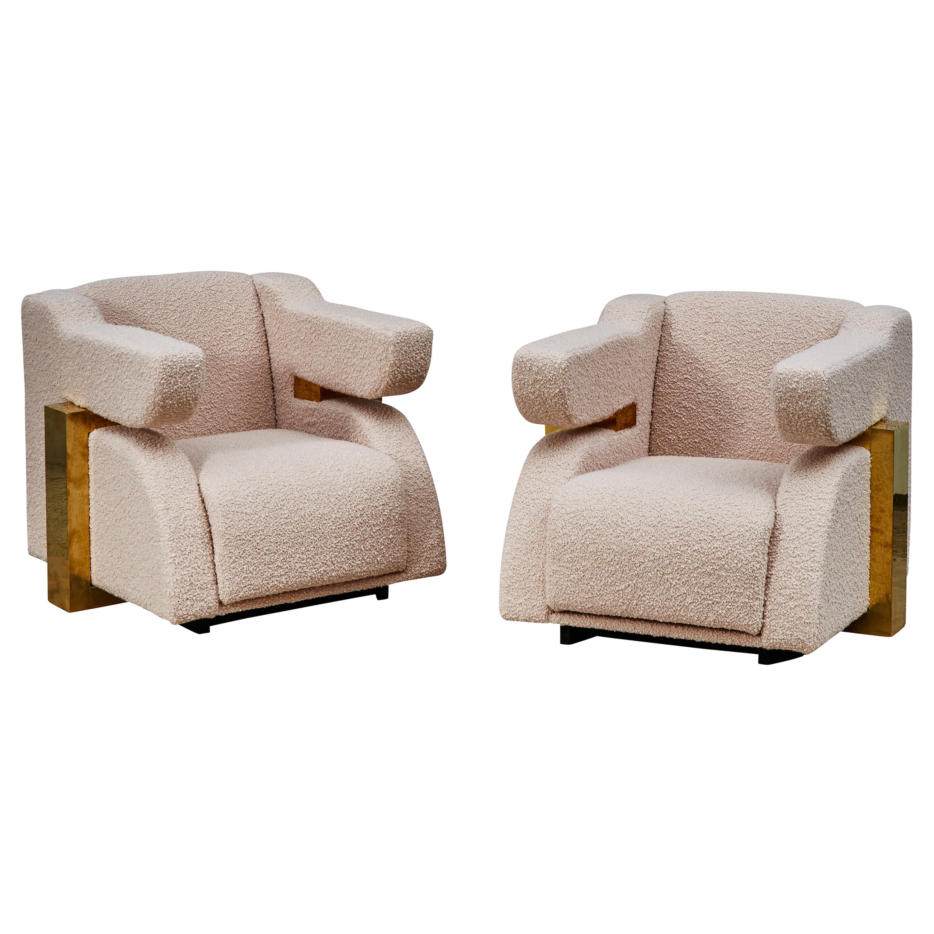 Brass Armchairs by Studio Glustin For Sale