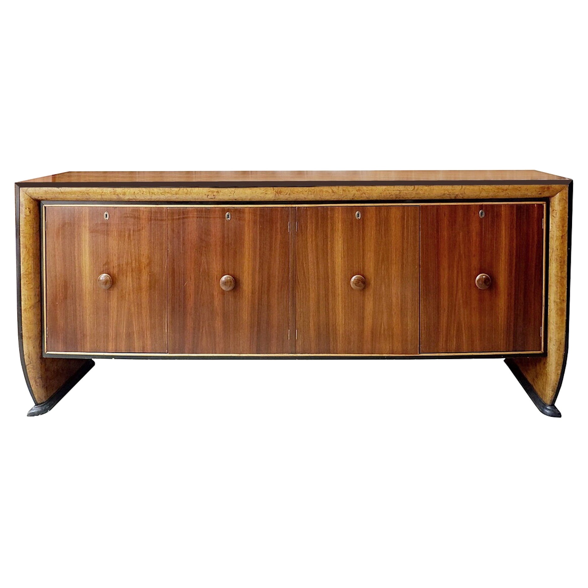 Long Mid-Century Modern Wooden Sideboard by Osvaldo Borsani, Italy, 1950s