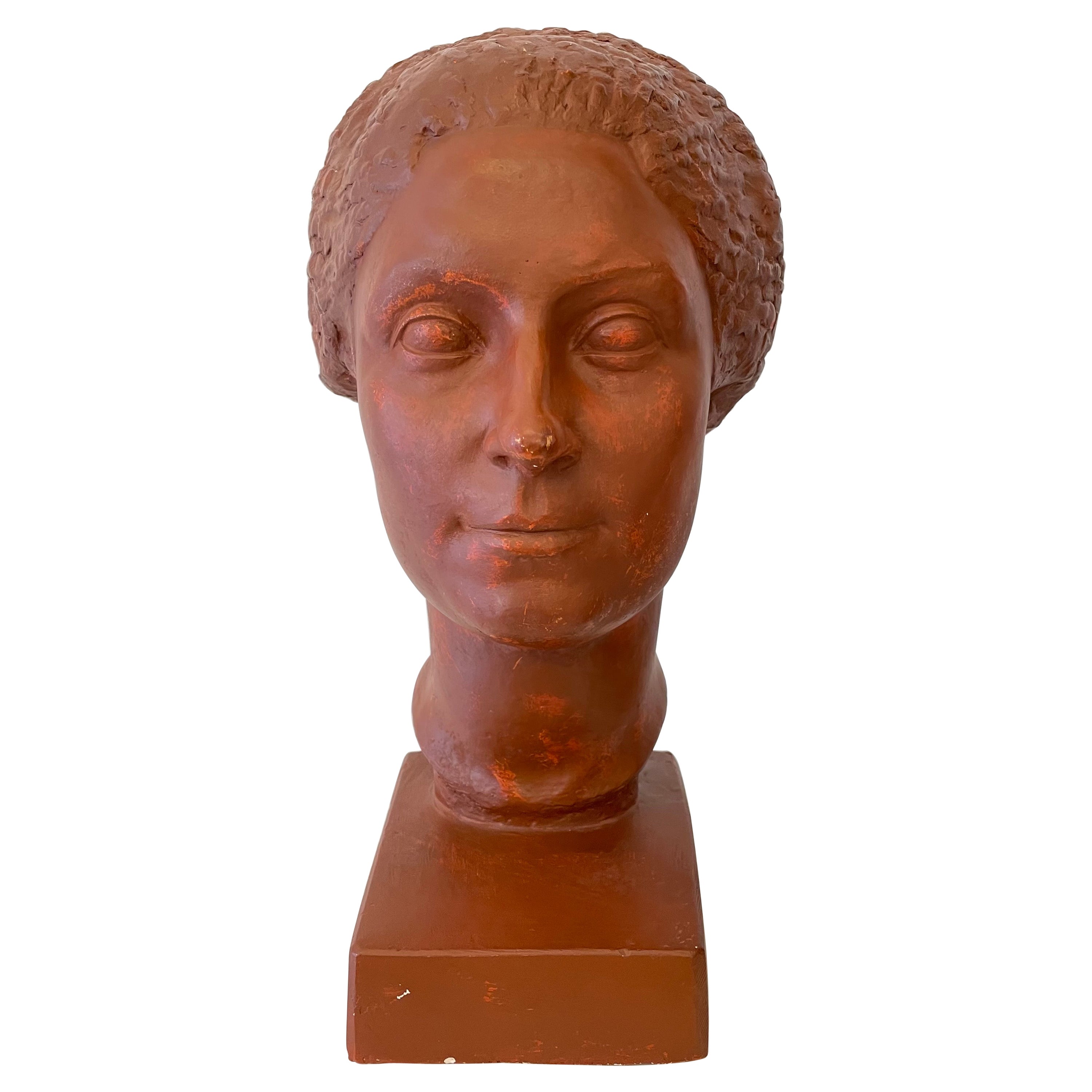 Original Plaster Bust of a Woman with Short Hair by Claudius Linossier, 1927 For Sale