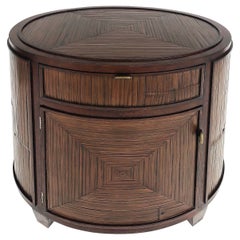 Vieille table d'appoint ou table de nuit McGuire San Francisco Bamboo Drum en bambou