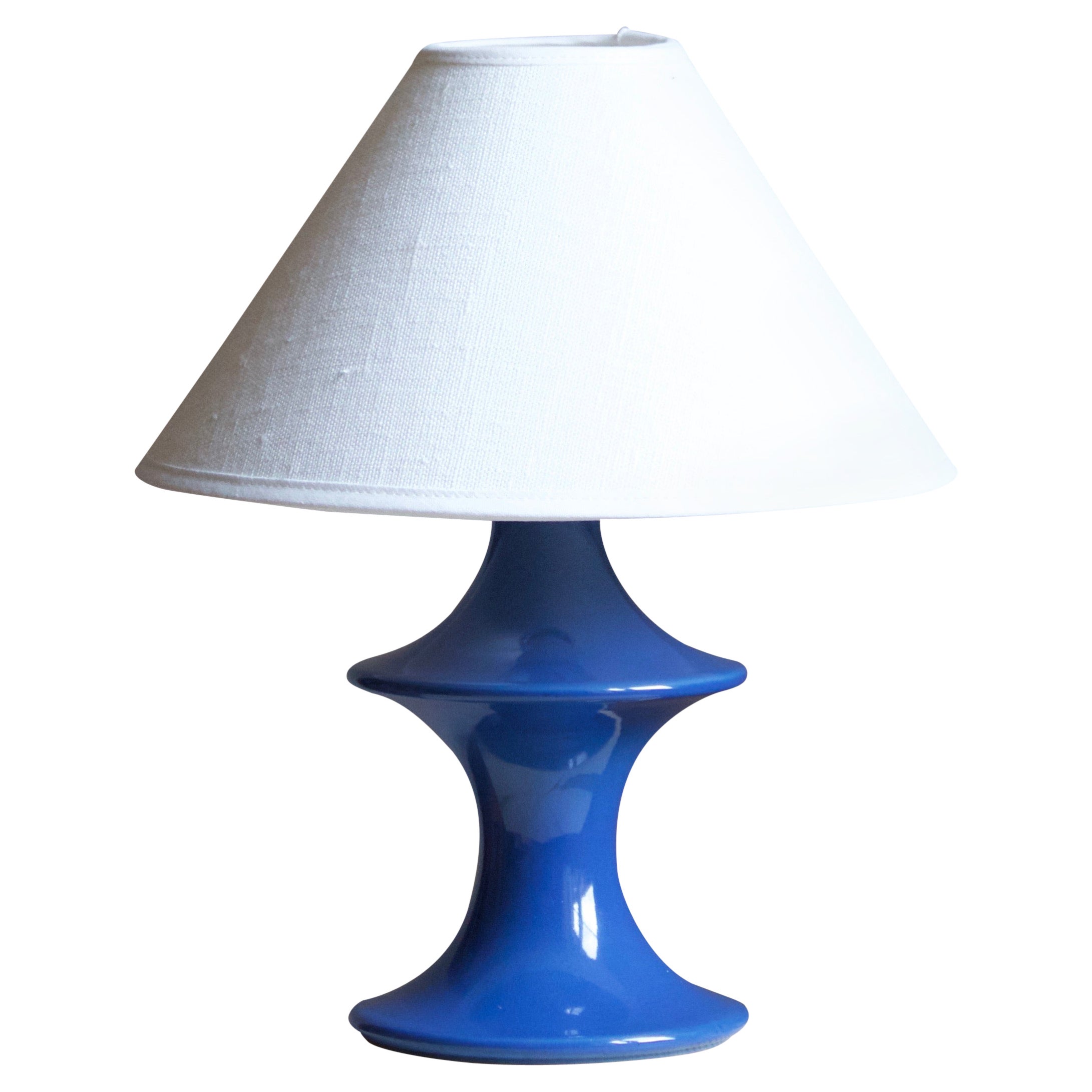 Hasle Keramik, Table Lamp, Blue Glazed Stoneware, Bornholm, Denmark, 1960s
