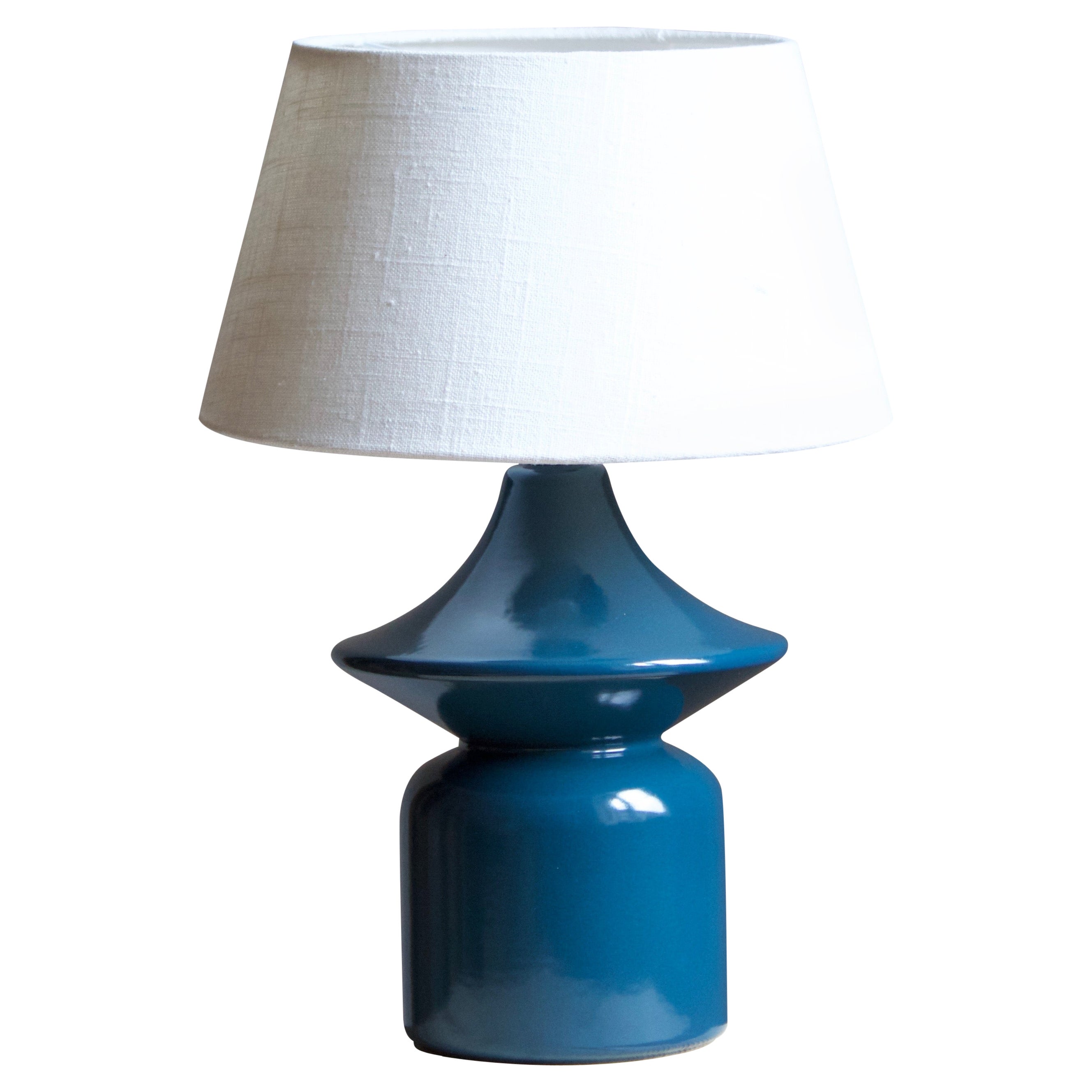Hasle Keramik, Table Lamp, Blue Glazed Stoneware, Bornholm, Denmark, 1960s