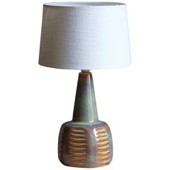 Einar Johansen, Table Lamp, Glazed Incised Stoneware, Søholm, Denmark, 1960s