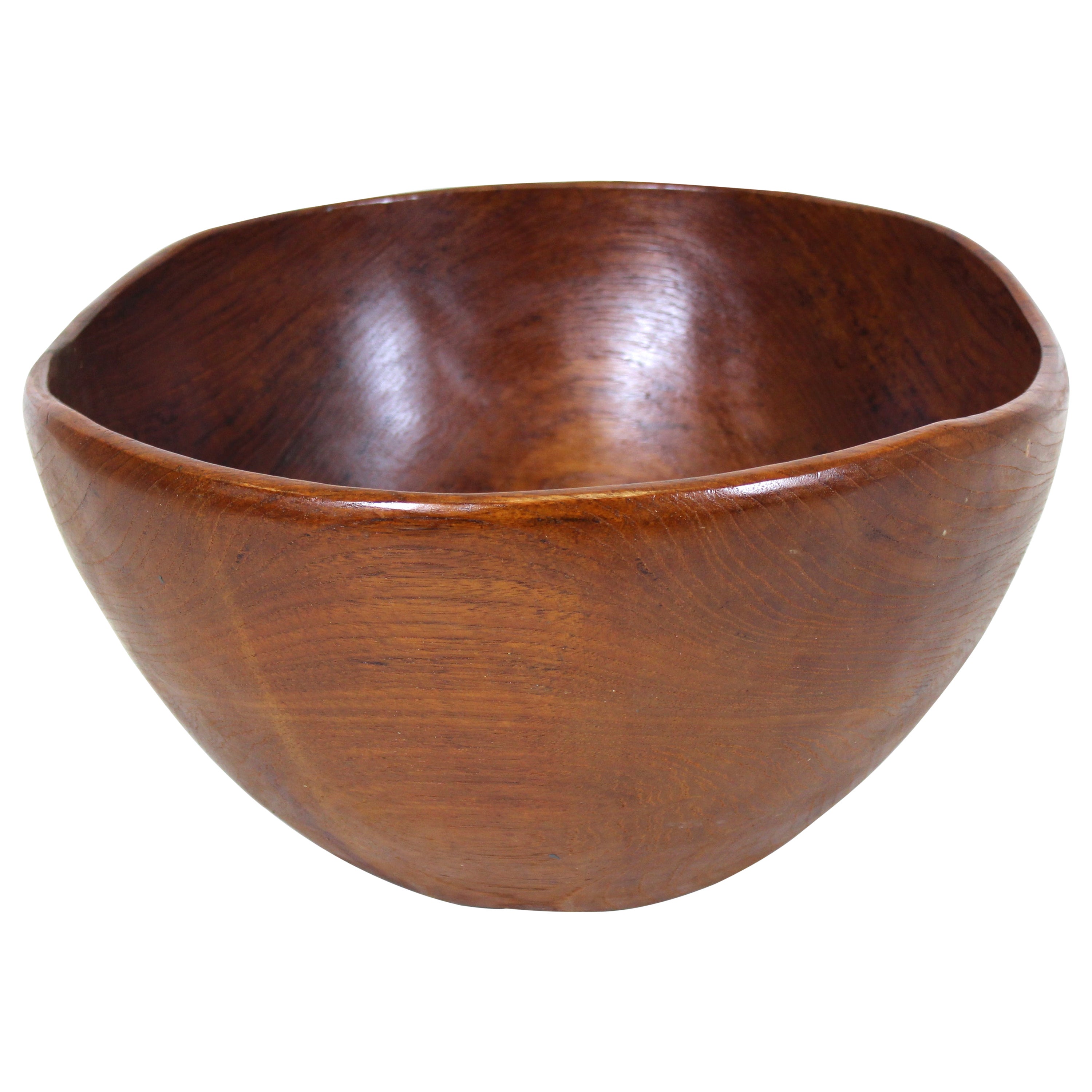 Mid-Century Modern Carved Teak Wood Bowl For Sale