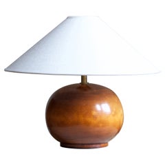 Swedish, Table Lamp, Lacquered Pine, Brass, Sweden c. 1970s