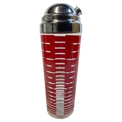 Vintage Cocktail Shaker with Graduated Red Bar Decoration