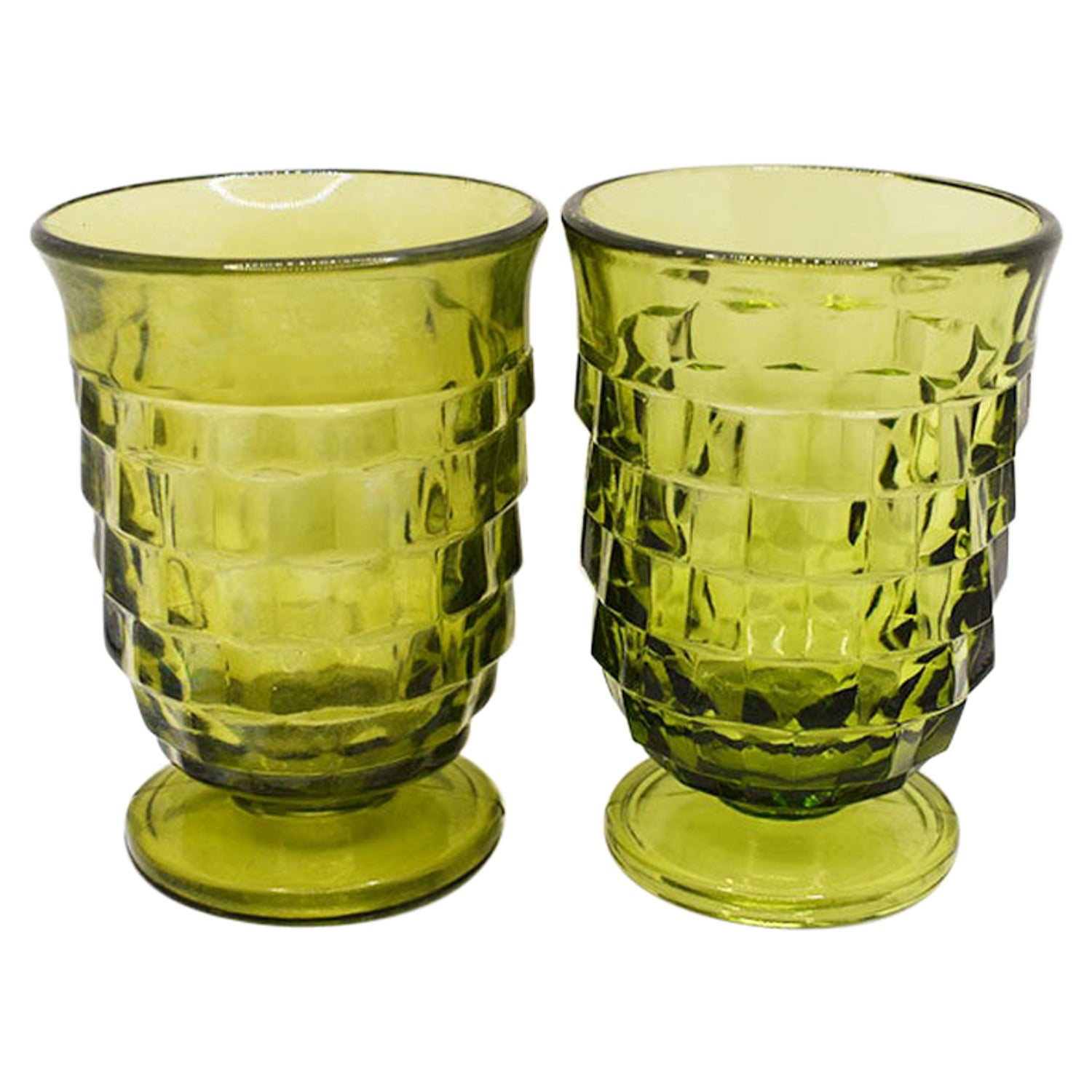Pressed Glassware, Set of 2 in Green Size 11.8 oz by Schoolhouse