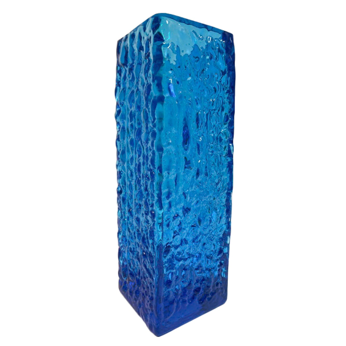 Mid-Century Modern Lindshammar Bark Textured Vase in Kingfisher Blue