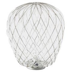 Large 'Pinecone' Table Lamp in Transparent Glass & Chrome for Fontana Arte