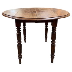 19th Century Round Extendable French Drop Leaf Dining Table