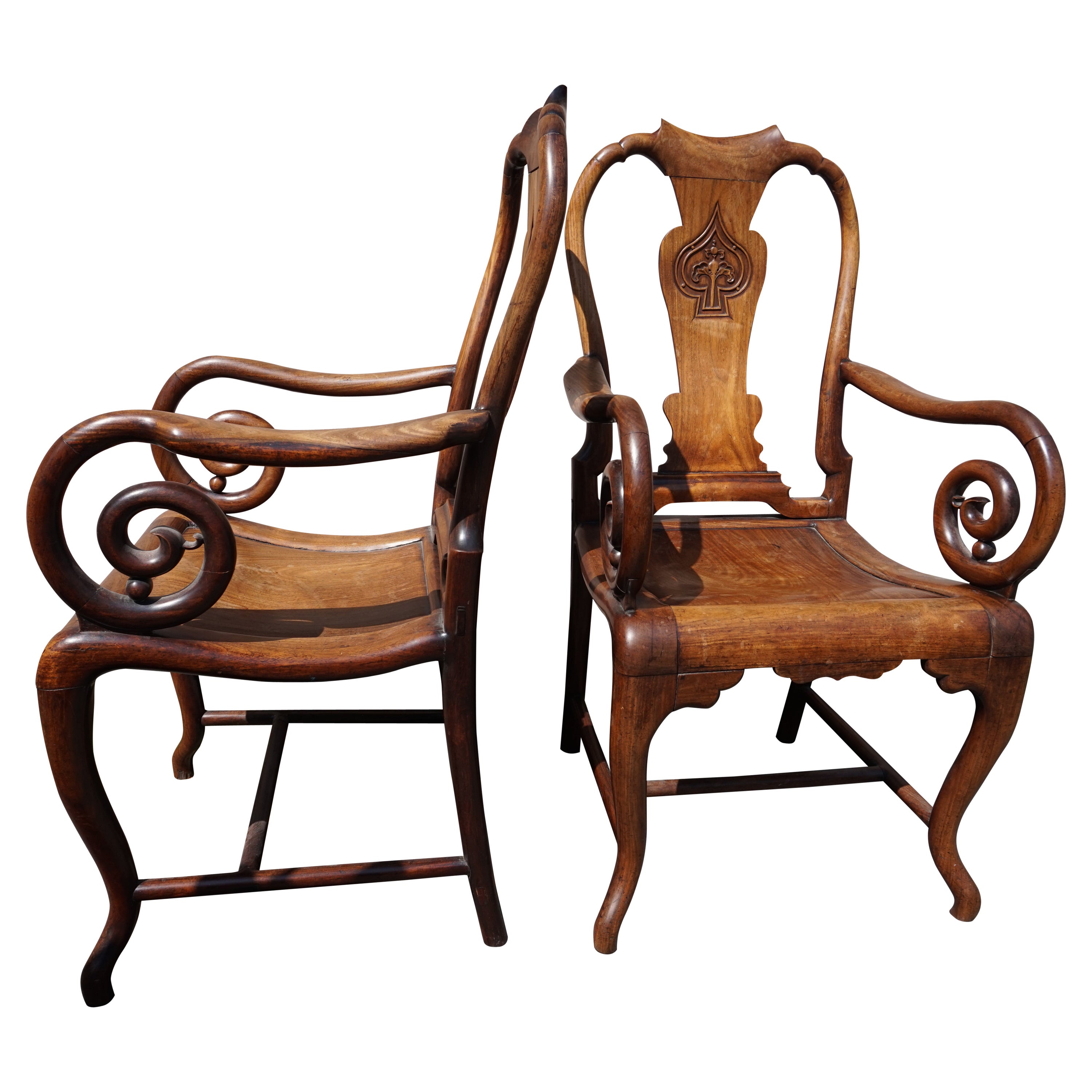 19th Century Fine Hand-Carved Rosewood Chinese Mahjong Chairs