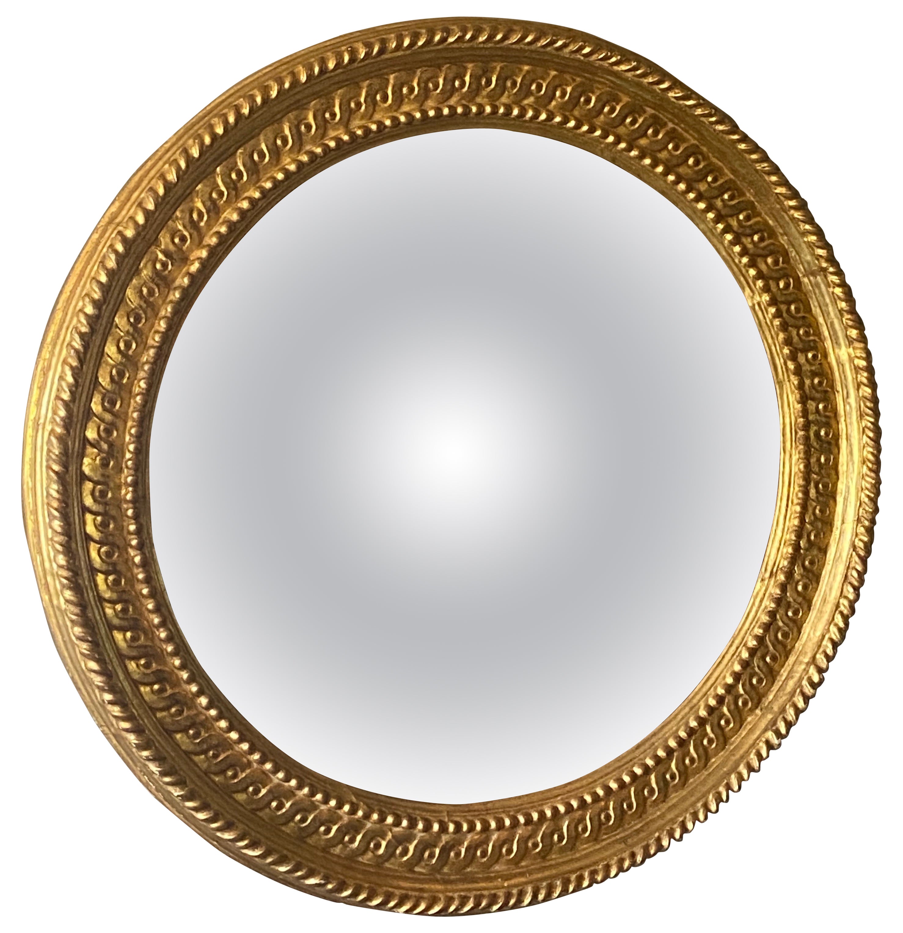 Large English Regency Style Gilded Convex Mirror