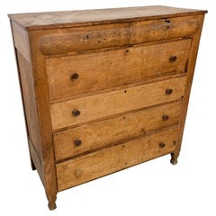 Antique Distress Tall Dresser en bois Skeleton Key Dovetail Design 4 Drawers 1800s