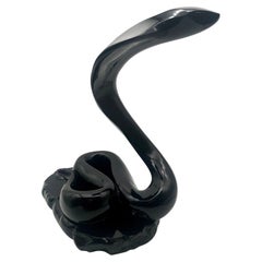 Rare King Cobra en verre noir par Loredano Rosin