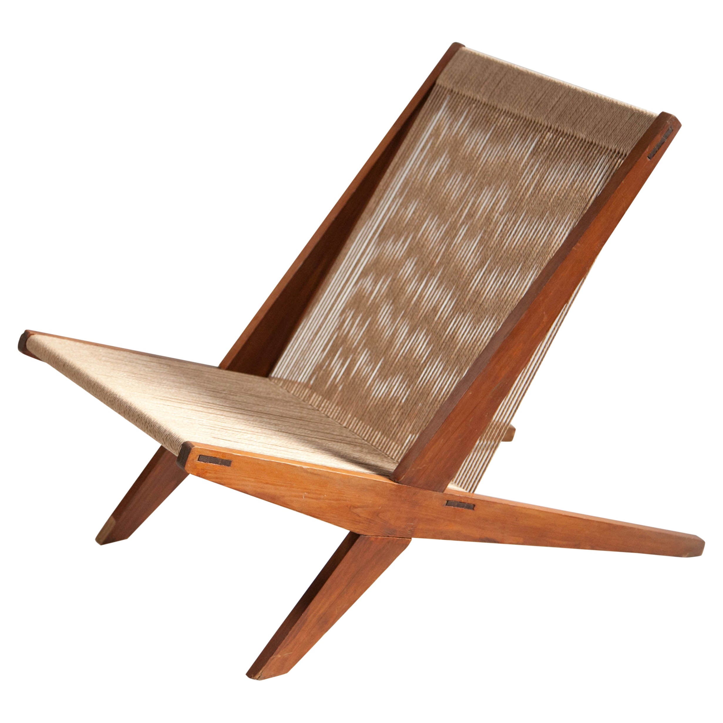 Rope Chair in Pine, Attributed to Poul Kjaerholm & Jørgen Høj, Denmark, 1960's For Sale