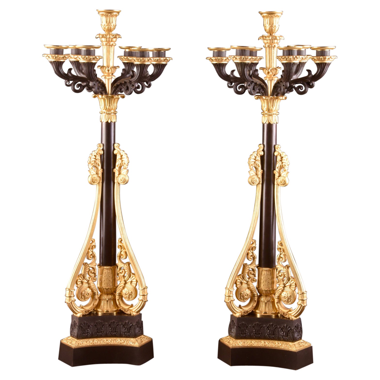 Attributed to Claude Galle Fabric, a Large Pair of Candelabra
