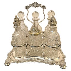 Fine Antique Victorian Silver Plated Six Bottle Cruet Set