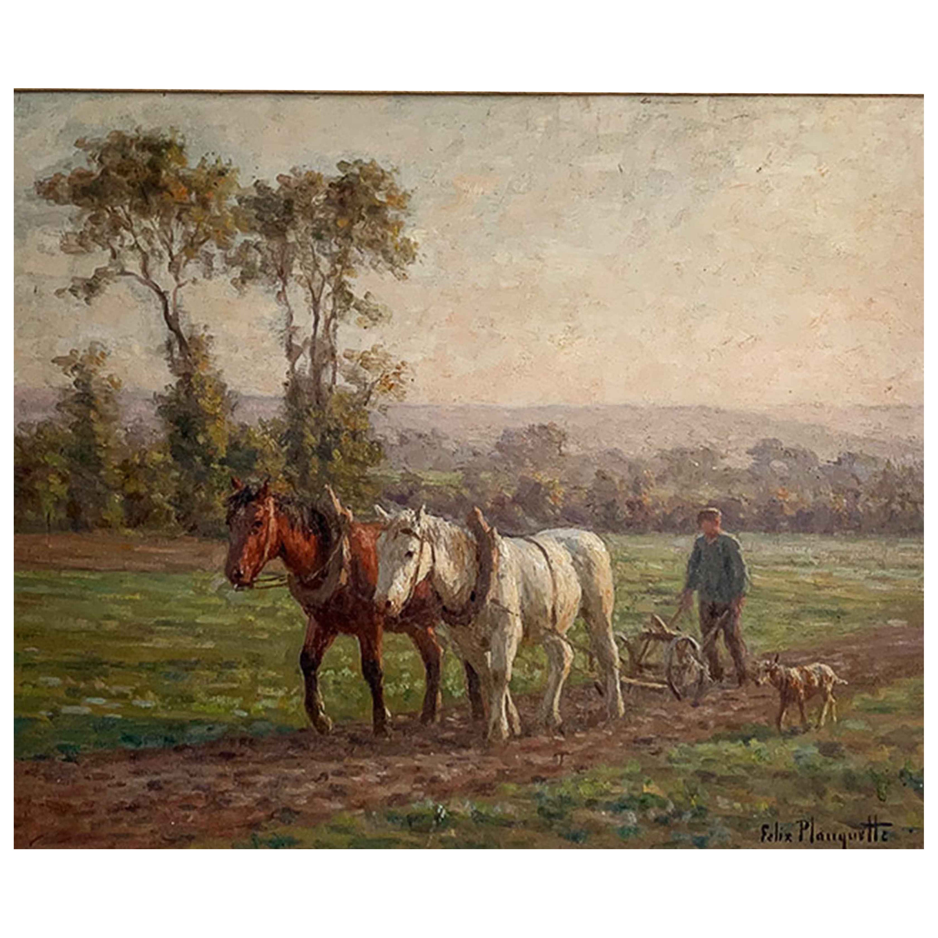 Planquette Félix "The Ploughing" Panel For Sale