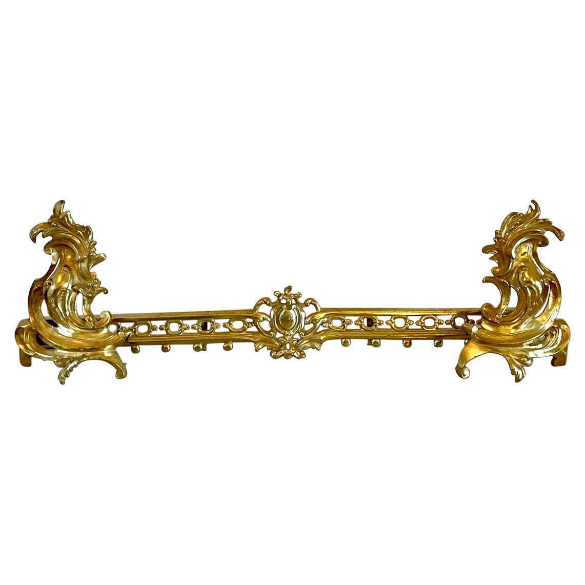 Fine Quality French Ornate Gilded Brass Extending Fender For Sale