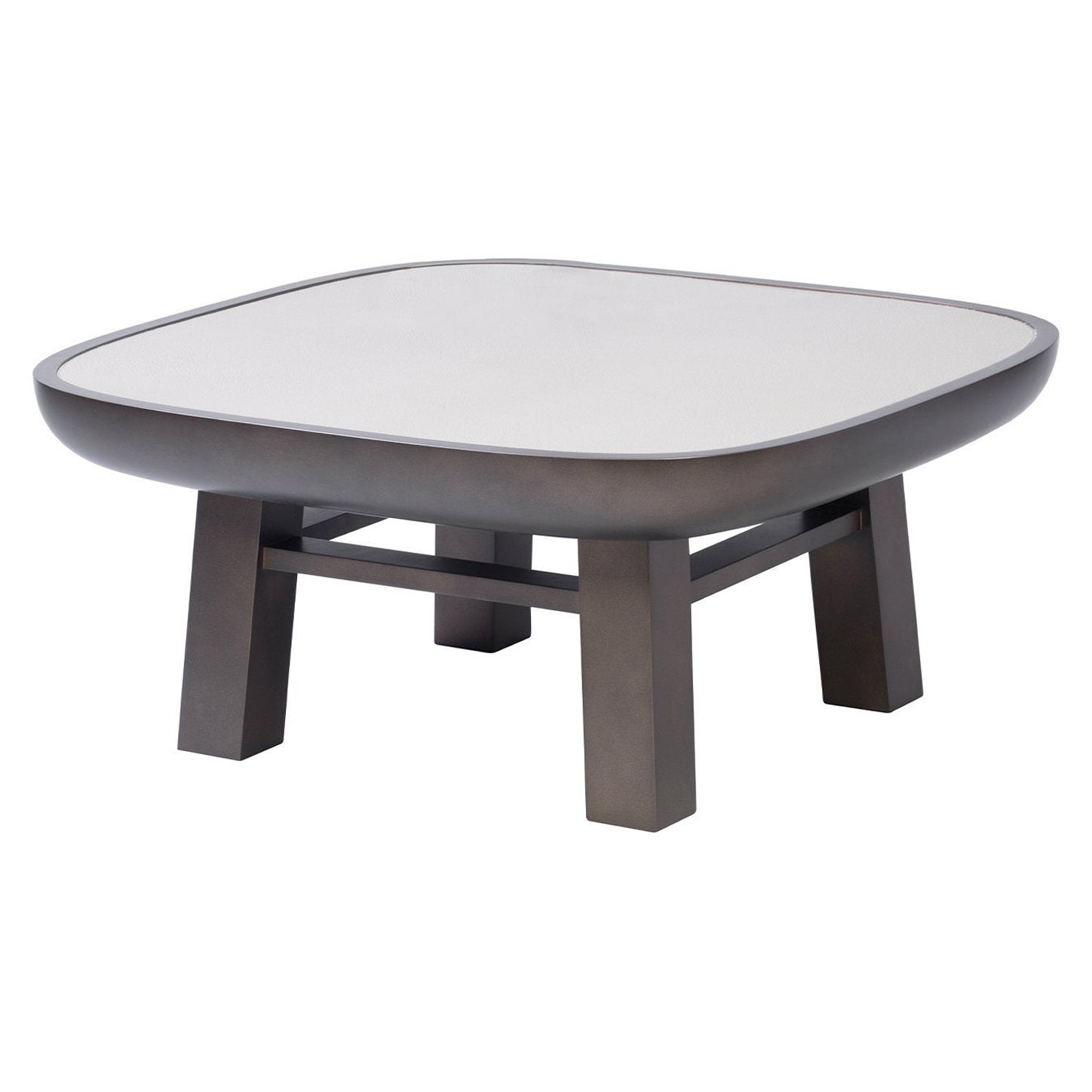 Table basse contemporaine en cuir, Olympia, Stephane Parmentier pour Giobagnara