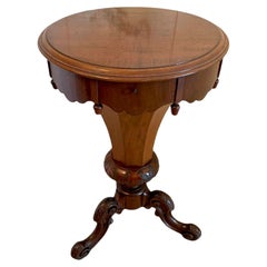 Quality Antique Victorian Mahogany Circular Trumpet Sewing Table
