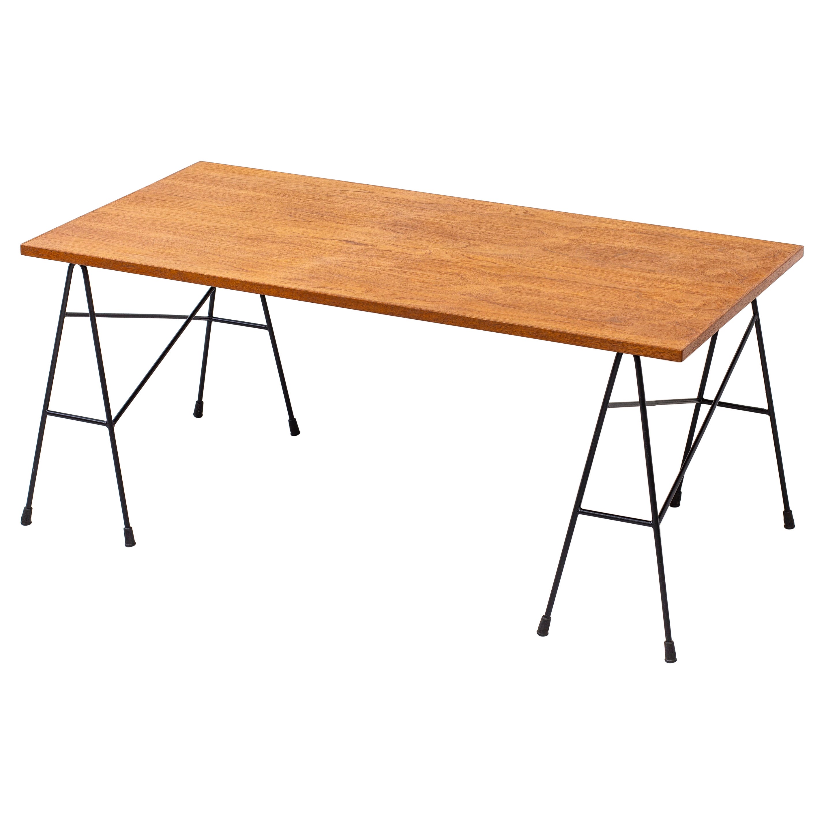 Schreibtisch /Table von Bengt Johan Gullberg, Metall und Teakholz, Schweden, 1950er Jahre im Angebot