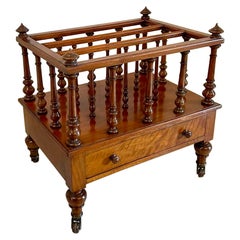 Quality Used Victorian Figured Walnut Canterbury