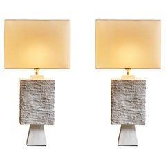 Pair of Plaster Rectangular Table Lamps