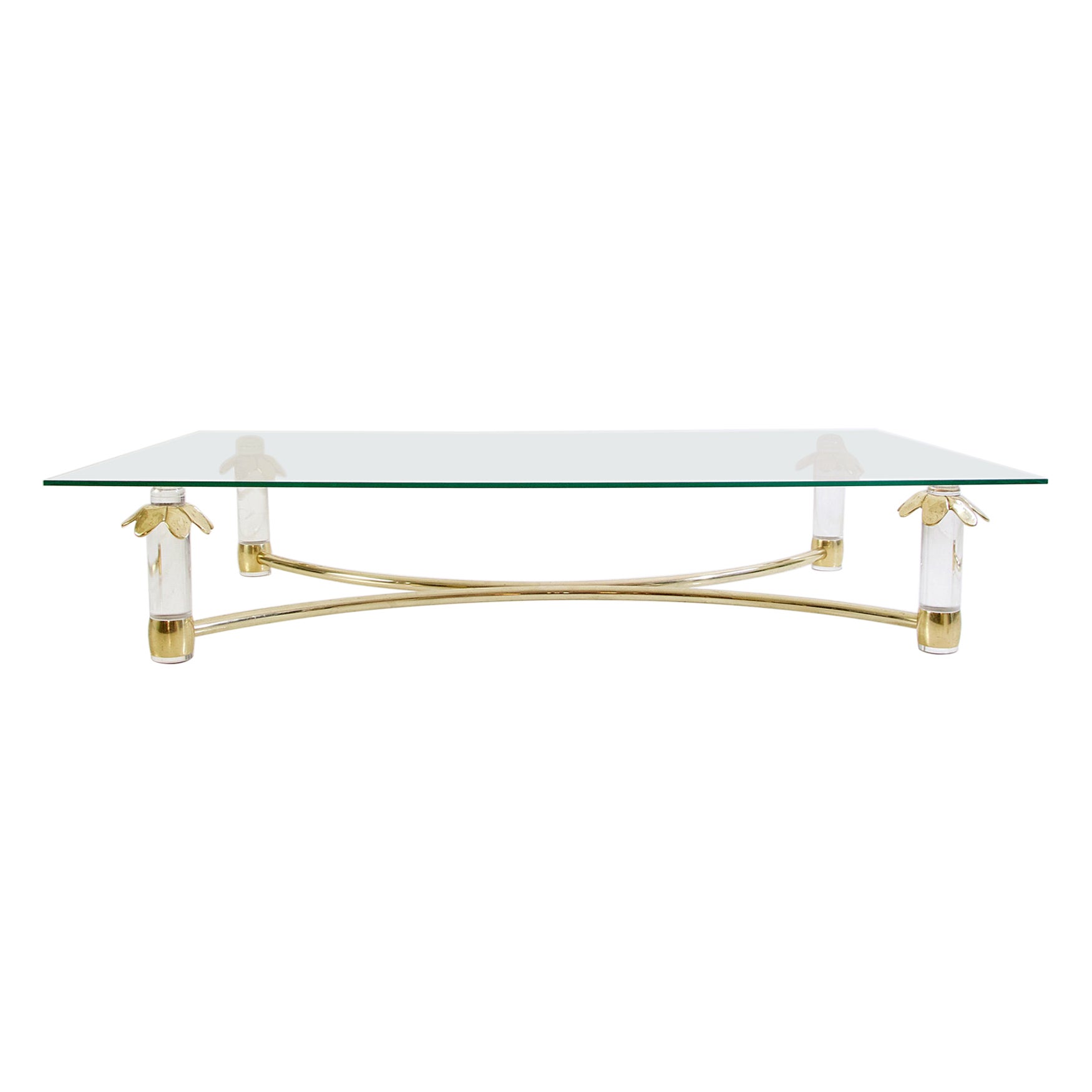Rectangular Glass Coffee Table with Bronze and Plexiglass Frame, Italy, 1980s