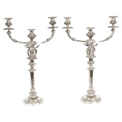 Antique Pair 26inch George III Three Light Candelabra Matthew Boulton 18th C