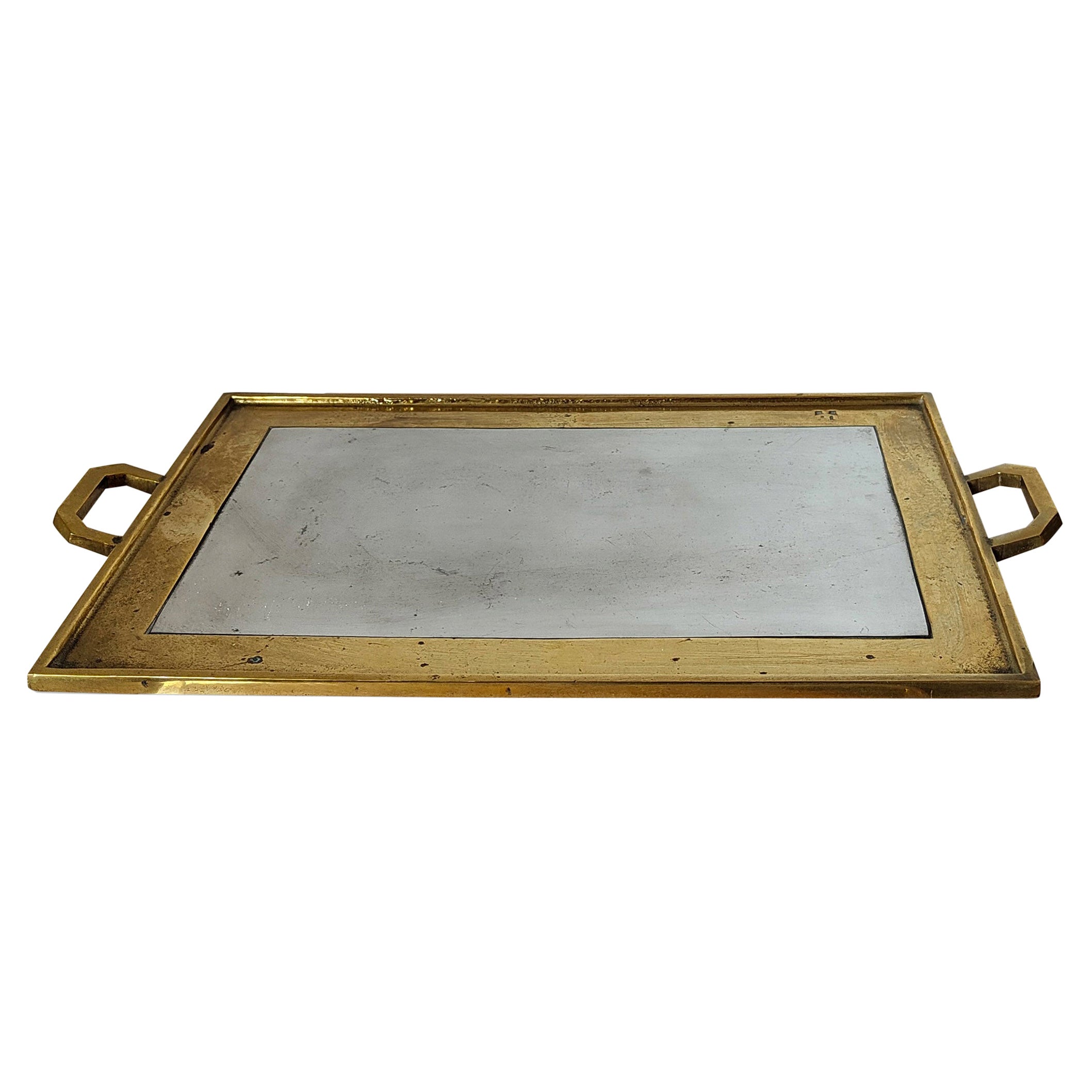 Bronze and Mixed Metals Serving Tray by David Marshall, Spain, Late 1970s