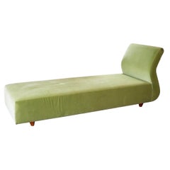 Vintage Mid-Century Modern 1970's Green Velvet Chaise Sofa Seat